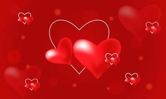 red heart background with line art vector