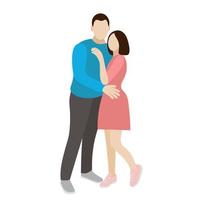 Guy and girl in full growth, couple, lovers, isolate on white, flat vector