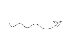 ruta de avión de papel de línea discontinua vector