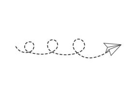 ruta de avión de papel de línea discontinua vector