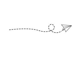 ruta de avión de papel de línea discontinua vector