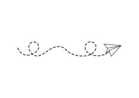 ruta de avión de papel de línea discontinua vector