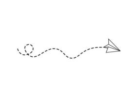 ruta de avión de papel de línea discontinua vector