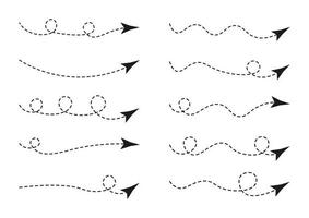 Set of Dashed Line Arrows vector