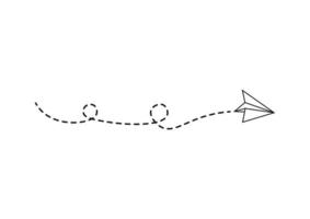 ruta de avión de papel de línea discontinua vector