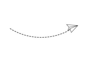 ruta de avión de papel de línea discontinua vector