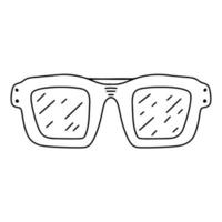 gafas de sol en la mano dibujar estilo doodle. Aislado en un fondo blanco. ilustración de stock vectorial. vector