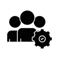 People icon illustration with gear. suitable for development icon. icon related to project management. glyph icon style. Simple vector design editable