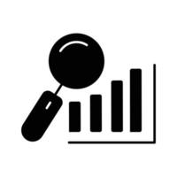 Chart icon illustration with search. suitable for analyst icon. icon related to project management. glyph icon style. Simple vector design editable