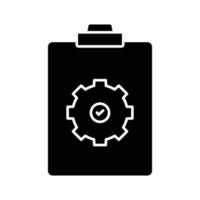 Checklist icon illustration with gear. icon related to project management. glyph icon style. Simple vector design editable