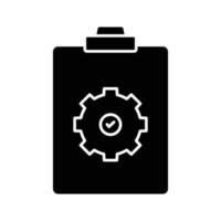 Checklist icon illustration with gear. icon related to project management. glyph icon style. Simple vector design editable