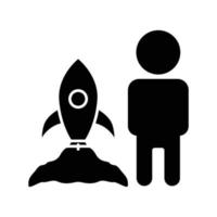 People icon illustration with rocket. suitable for project launch icon. icon related to project management. glyph icon style. Simple vector design editable