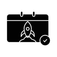 Calendar icon illustration with rocket. suitable for project processing icon. icon related to project management. glyph icon style. Simple vector design editable