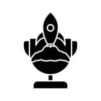 Trophy icon illustration with rocket. success, project. icon related to project management. glyph icon style. Simple vector design editable