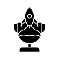 Trophy icon illustration with rocket. success, project. icon related to project management. glyph icon style. Simple vector design editable