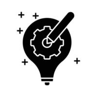 Light bulb icon illustration with gear and pencil. suitable for project idea icon. icon related to project management. glyph icon style. Simple vector design editable