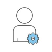 People icon illustration with gear. suitable for development icon. icon related to project management. Flat line icon style. Simple vector design editable