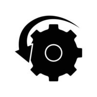 Gear icon illustration with arrow. suitable for project return icon. icon related to project management. glyph icon style. Simple vector design editable