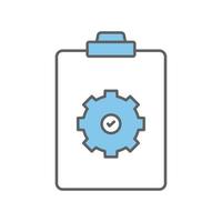 Checklist icon illustration with gear. icon related to project management. Flat line icon style. Simple vector design editable