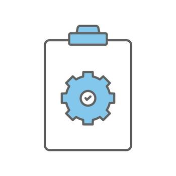 ilustración del icono de lista de verificación con equipo. icono relacionado con la gestión de proyectos. estilo de icono de línea plana. diseño vectorial simple editable vector