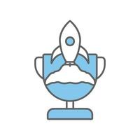 Trophy icon illustration with rocket. success, project. icon related to project management. Flat line icon style. Simple vector design editable