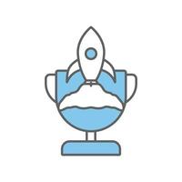 Trophy icon illustration with rocket. success, project. icon related to project management. Flat line icon style. Simple vector design editable