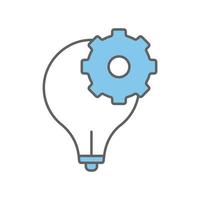 Light bulb icon illustration with gear. suitable for project innovation icon. icon related to project management. flat line icon style. Simple vector design editable