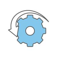 Gear icon illustration with arrow. suitable for project return icon. icon related to project management. flat line icon style. Simple vector design editable