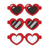 Red heart shaped retro valentine sunglasses isolat vector