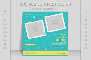 School admission flyer design template. Back to school admission social media post or back to school web banner template or square flyer poster, School admission social media post. vector