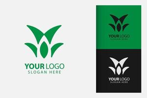 Green tree leaves logo simple minimalist vector template design. Isolated with soft background.