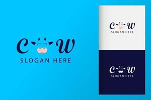 Cow logo simple minimalist vector template design. Isolated with soft background.