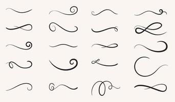 set of hand drawn swirling lines and calligraphic elements vector