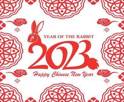 Happy Chinese new year 2023 year of the rabbit Red Abstract Design Vector Illustration With White Background