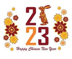 Happy Chinese new year 2023 year of the rabbit Abstract Design Vector Illustration Red And Yellow