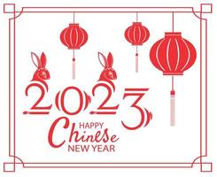 Happy Chinese new year 2023 year of the rabbit Red Design Vector Abstract Illustration