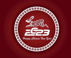 Happy Chinese new year 2023 year of the rabbit Design Abstract Illustration Vector Red And White