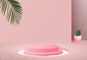 resumen 3d fondo rosa escenario pantalla producto cosmético vector