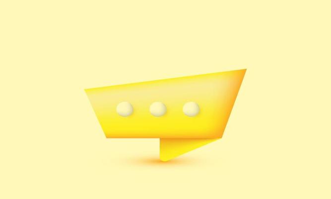 illustration realistic yellow speech bubbles messenge icon modern style 3d creative isolated on background