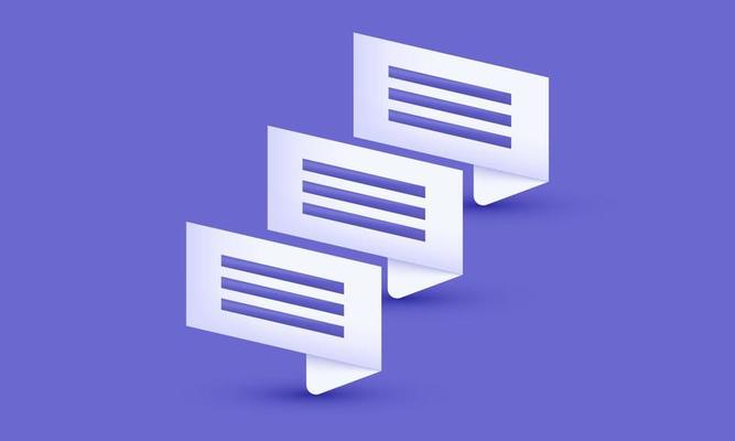 illustration realistic three purple speech bubbles messenge icon modern style 3d creative isolated on background