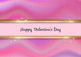 Gold line shiny happy valentine on square pastel background vector