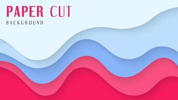 diseño de fondo de estilo papercut de onda abstracta azul rosa colorido vector