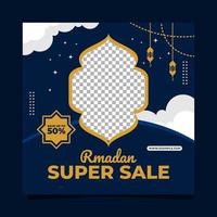 plantilla de publicación de redes sociales de super venta de ramadán banners cuadrados vector