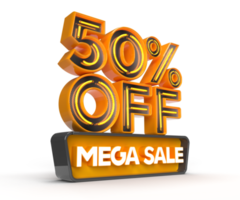 Mega Sale 50 Prozent Rabatt rechte Seitenansicht 3D-Renderobjekt png