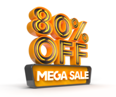 Mega Sale 80 percent off right side view 3D render object png