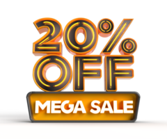 Mega Sale 20 percent off 3D render object png