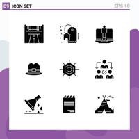 Solid Glyph Pack of 9 Universal Symbols of assignment holiday computer halloween tourism Editable Vector Design Elements