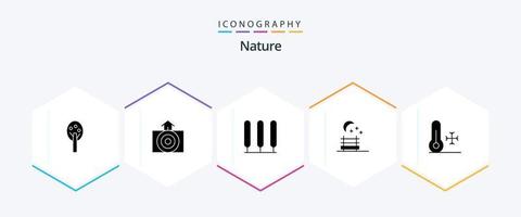 paquete de iconos de 25 glifos de la naturaleza que incluye . clima. naturaleza. termómetro. naturaleza vector