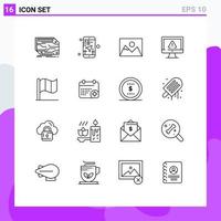 conjunto de 16 iconos de interfaz de usuario modernos signos de símbolos para dirección de datos de Internet fotógrafo de computadora elementos de diseño vectorial editables vector