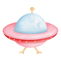 Watercolor UFO aliens Valentine's day. Space Valentine concept png